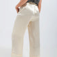 Satin wide leg suit Pants in cream