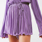 Satin Wrap Deatil Pleated romper in lilac