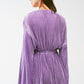 Satin Wrap Deatil Pleated romper in lilac