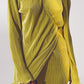 Satin Wrap Detail Pleated Dress in Green