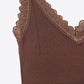Scoop Neck Lace knitted Trim Tank Top in Chocolate Brown