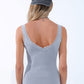 Scoop Neck Lace knitted Trim Tank Top in Grey
