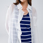 Q2 Semi Sheer White Blouse With Ruffle Detail Down The Front