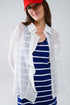 Q2 Semi Sheer White Blouse With Ruffle Detail Down The Front