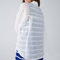 Semi Sheer White Blouse With Ruffle Detail Down The Front