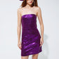 Q2 Sequin bandeau mini pencil dress in purple