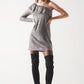 Q2 Sequin long sleeve mini dress in silver