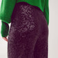 Sequin wide legs pants in black