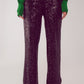 Sequin wide legs pants in black