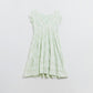 Short Babydoll Dress With Leaf Print And Lurex Thread in Mint