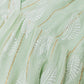 Short Babydoll Dress With Leaf Print And Lurex Thread in Mint