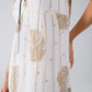 Short Babydoll Dress With Leaf Print And Lurex Thread in  White