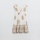 Short Babydoll Dress With Leaf Print And Lurex Thread in  White