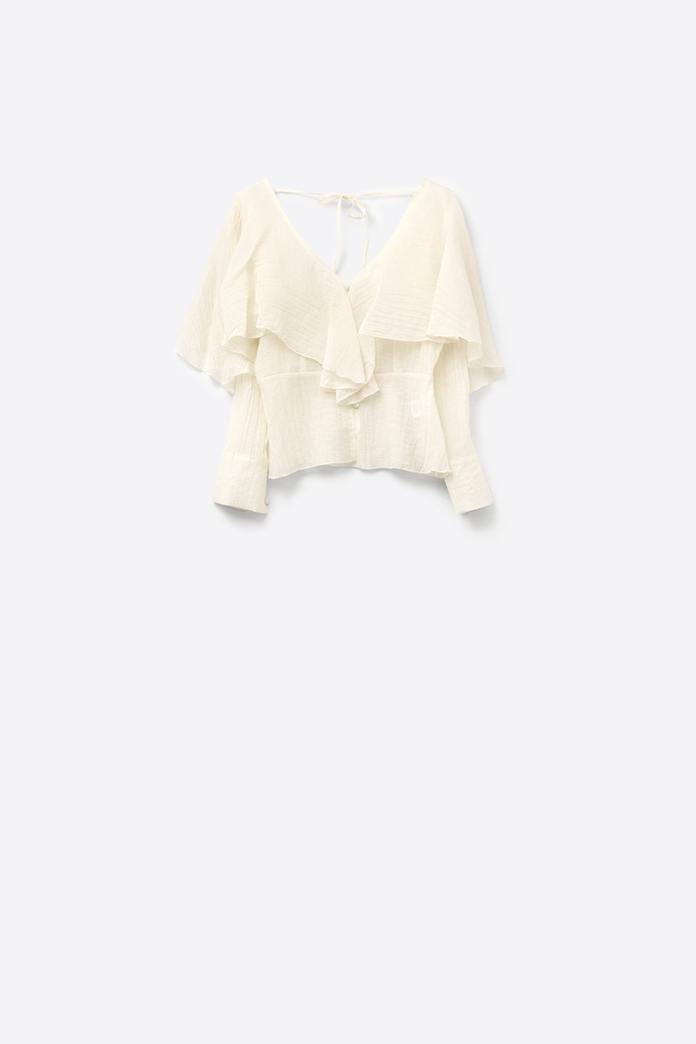 Q2 short blouse in flowing chiffon with long sleeves