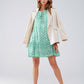 Short Dress With Tie At The Front Details in Ethnic Green Print