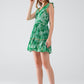 short green boho flower print dress with lurex detail