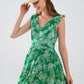 short green boho flower print dress with lurex detail