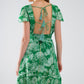 short green boho flower print dress with open back