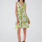 short green dress with tropical palm print