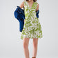 short green dress with tropical palm print