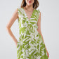 short green dress with tropical palm print