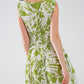 short green dress with tropical palm print