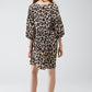 Short Leopard Print Babydoll V-Neck Dress With 3/4 Sleeves