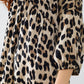 Vestido babydoll corto con escote en V y mangas 3/4 con estampado de leopardo