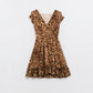 Short Leopard Print Dress With Cinched-In Waist