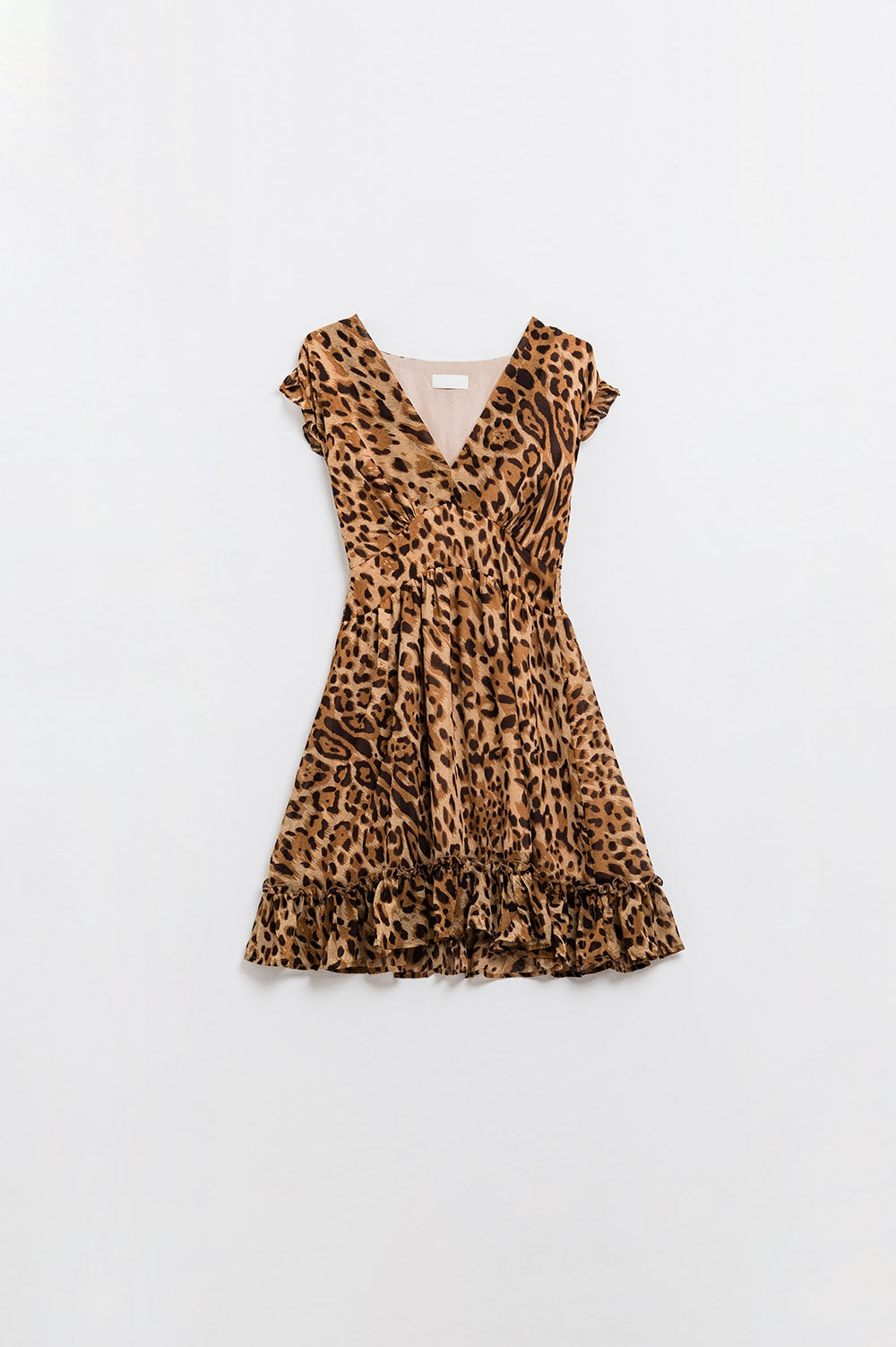 Short Leopard Print Dress With Cinched-In Waist