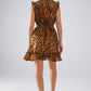 Short Leopard Print Dress With Cinched-In Waist