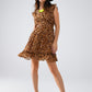 Short Leopard Print Dress With Cinched-In Waist