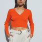 Q2 short ribbed cardigan in orange