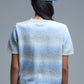 Short Sleeve Ombré Striped Sweater in Blue