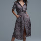 Short Sleeve Paisley Print Shirt Dress in brown