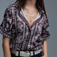Short Sleeve Paisley Print Shirt in Brown