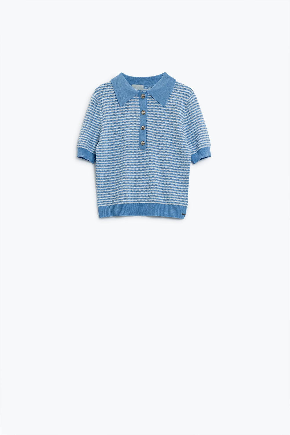 Short Sleeve Polo In Blue With White Stripes