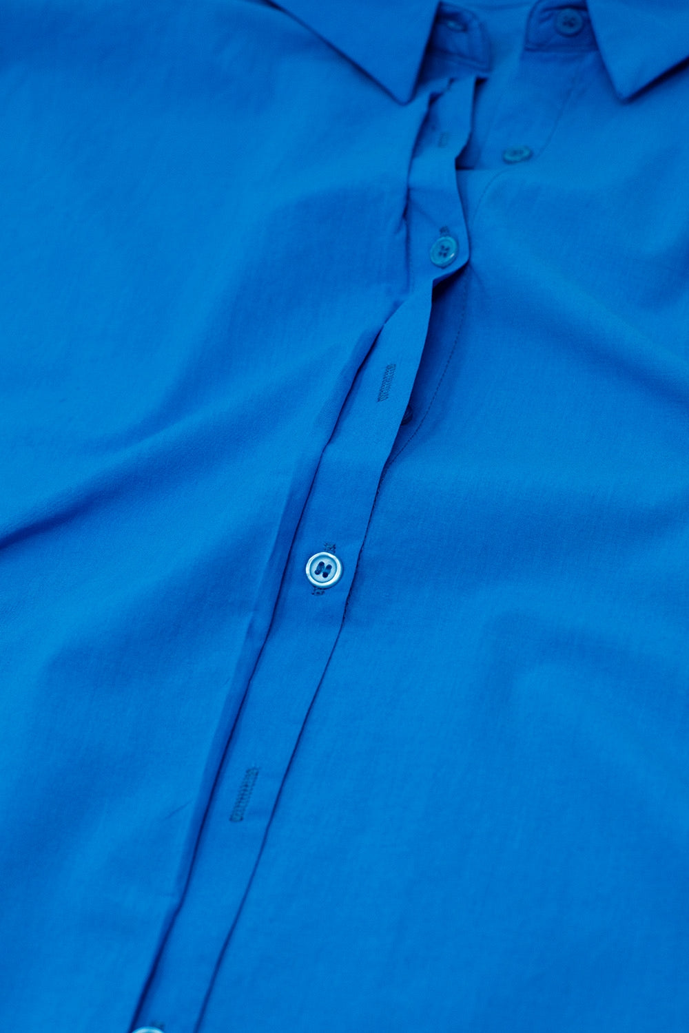 Short Sleeve Relaxed Button Up Shirt in Blue