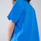 Short Sleeve Relaxed Button Up Shirt in Blue