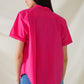 Short Sleeve Relaxed Button Up Shirt in Fuchsia