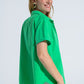 Short Sleeve Relaxed Button Up Shirt in Green