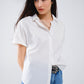 Short Sleeve Relaxed Button Up Shirt in white