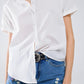 Short Sleeve Relaxed Button Up Shirt in white