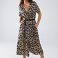 Q2 Short Sleeve Shirt Midi Dress With Belt In Leopard Print