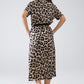 Short Sleeve Shirt Midi Dress With Belt In Leopard Print