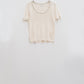 Short Sleeve sweater In beige With Silver Seam at Round Neck