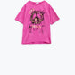 Short Sleeve T-shirt With Graphic Peace Sign Design At The Front In Fuchsia