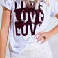 Short Sleeve T-shirt with Love Text on Front in white