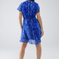 Short Wrap Dress in blue animal printed and Gold lurex