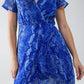 Short Wrap Dress in blue animal printed and Gold lurex